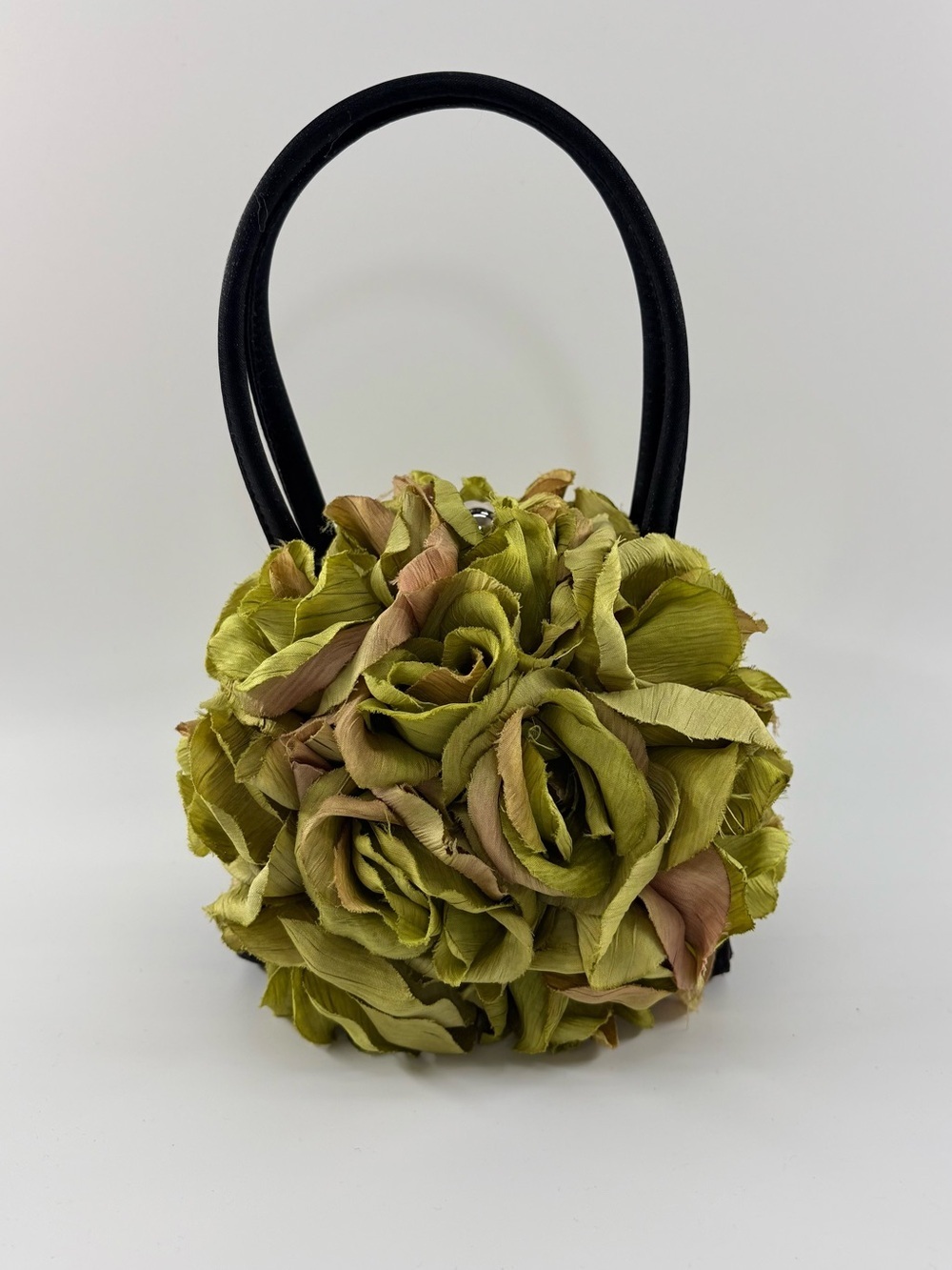 Lauren Scherr Floral Rosette Green Handbag Garden 3D Novelty Mini Purse Vintage